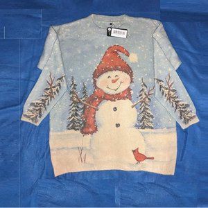 Yesno NEW Snowman Sweater  2xl xxl  Long Sleeve Warm Cotton Wool Blend